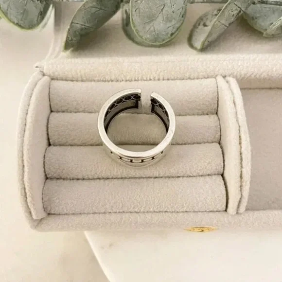 925 Sterling Silver Chunky Ring Vintage Ring Thick Wide Ring Band - Picture 6 of 9